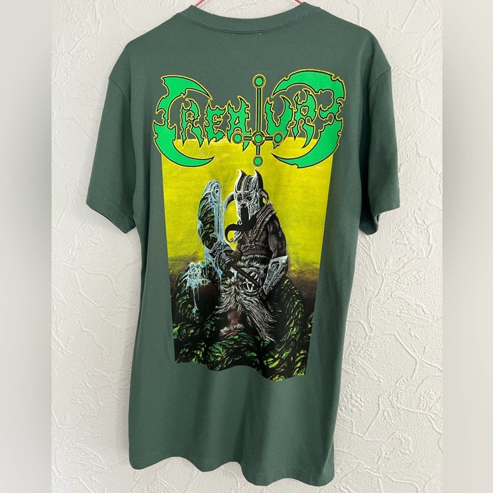 VINTAGE CREATURE SKATEBOARDS VIKING DEATH METAL LOGO MENS SHIRT SIZE SMALL RARE